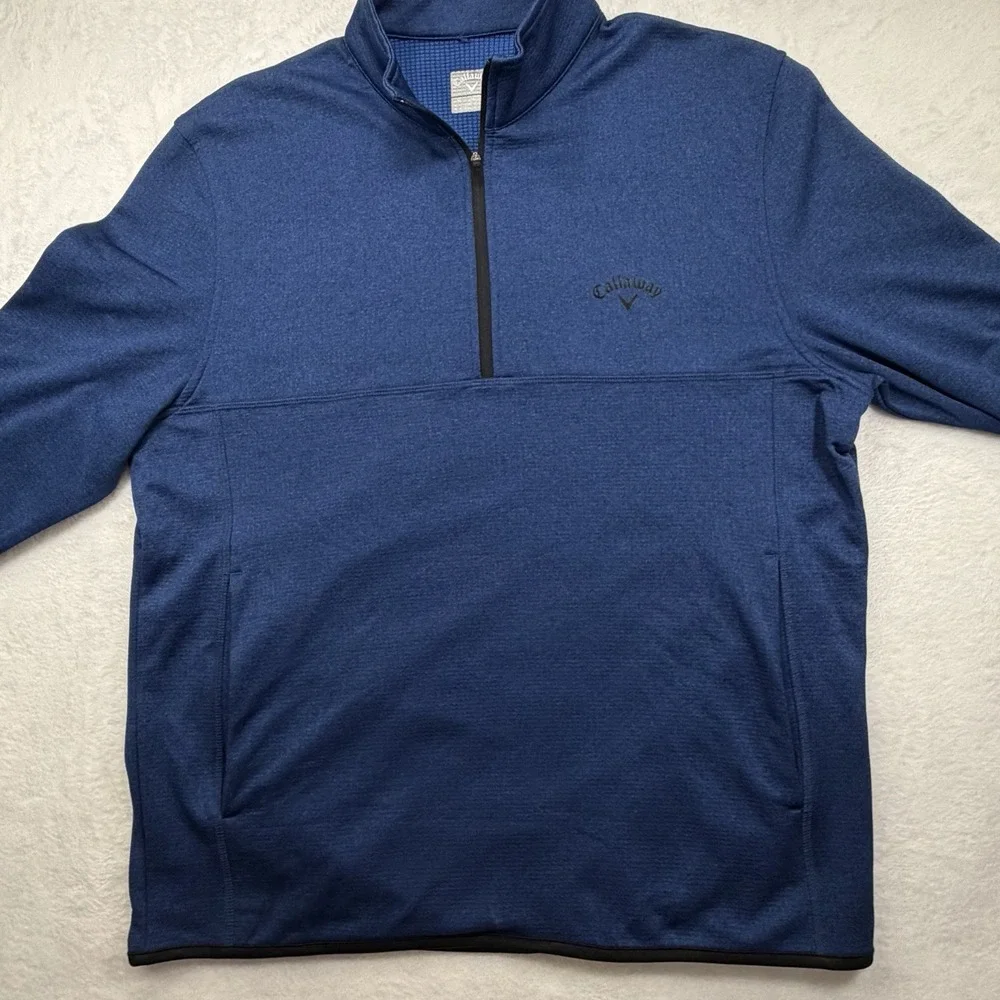 Callaway Golf 1/4 Zip Pullover Mens Medium Blue Performance Lightweight Logo Top